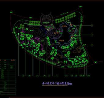 南方临里中心植物配置表cad图纸