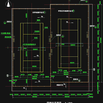 网球场平面图纸cad素材