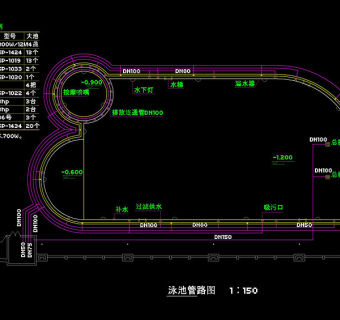 泳池管路cad图纸
