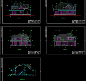 别墅立面图cad图纸