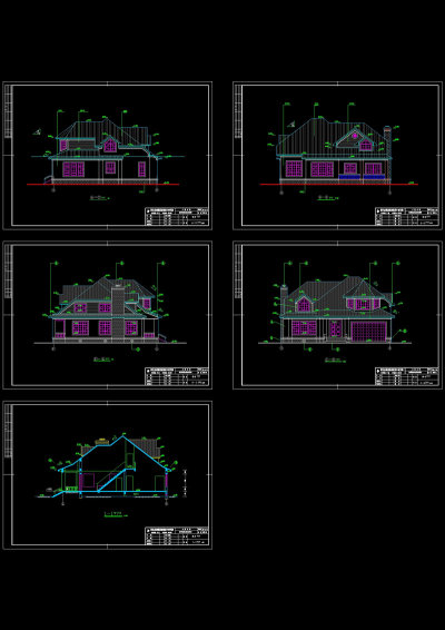 别墅立面图cad图纸