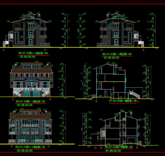 楼房cad立面图纸
