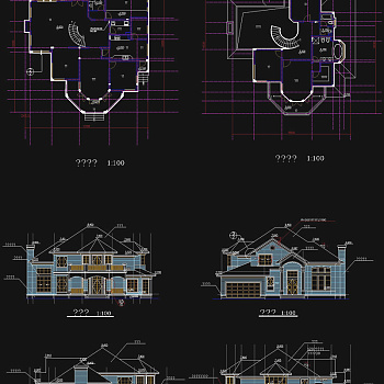 别墅房屋立面cad图纸