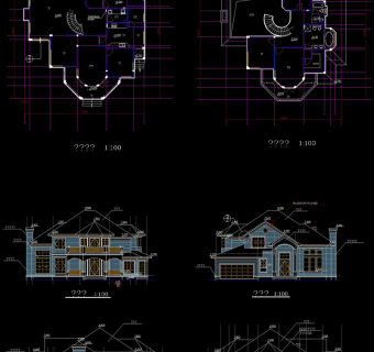 别墅房屋立面cad图纸