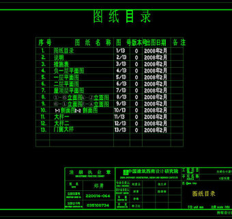 建施图纸目录cad源文件