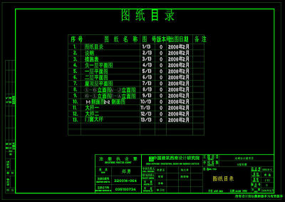 建施图纸目录cad源文件