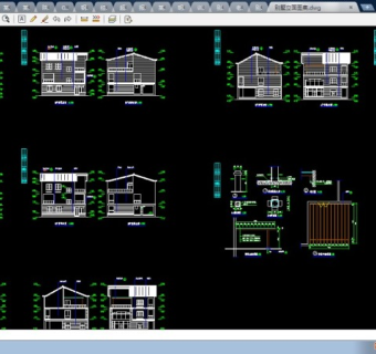 三层独栋别墅cad立面设计图纸