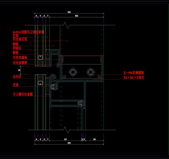 玻璃幕墙节点大样cad图稿素材