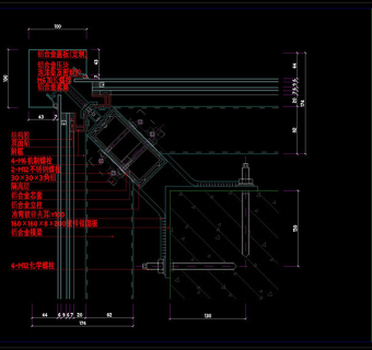 玻璃幕墙结构cad图纸素材