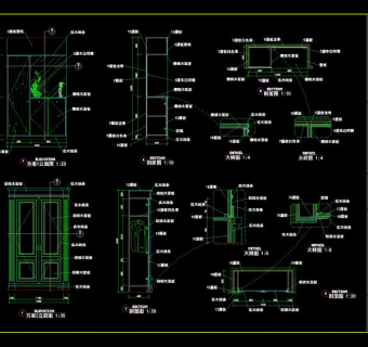 酒楼包间衣柜详图cad图纸