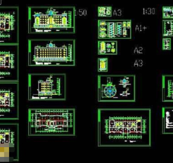 轮胎厂办公大楼欧式建筑cad施工设计图