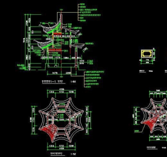八角亭古建筑完整CAD施工图纸二
