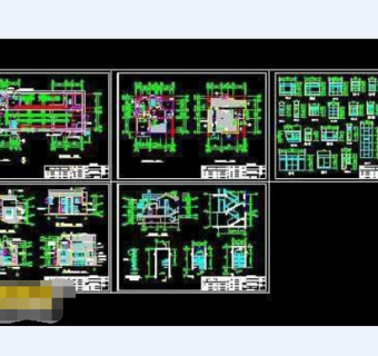 瓦房坡屋顶别墅cad施工图纸3D模型