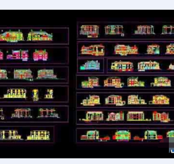 14套别墅外立面侧面cad施工设计图