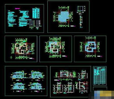 独栋整套别墅建筑整套cad施工设计图