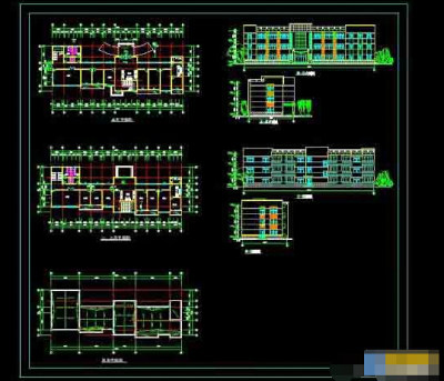 某工厂三层办公楼整套建筑施工cad图纸