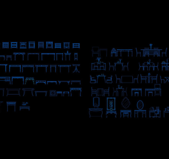 立面桌椅模块cad图纸