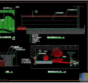 私人会所大门入口景墙cad施工图