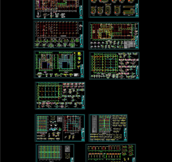 汽车贸易城钢结构施工图cad图纸素材