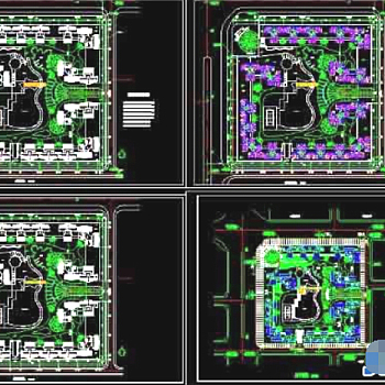 高层住宅小区平面绿化规划设计cad施工图