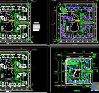 高层住宅小区平面绿化规划设计cad施工图