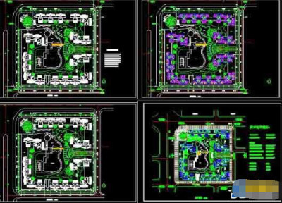 高层住宅小区平面绿化规划设计cad施工图