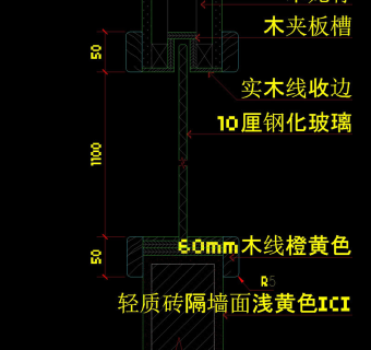 隔墙玻璃窗cad图纸