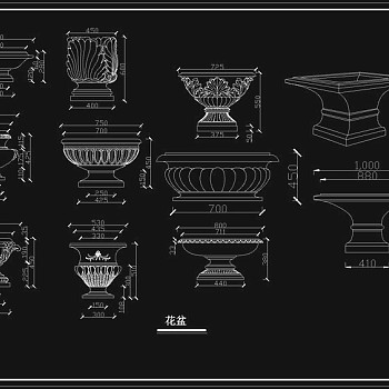 花盆造型CAD大样图立面图