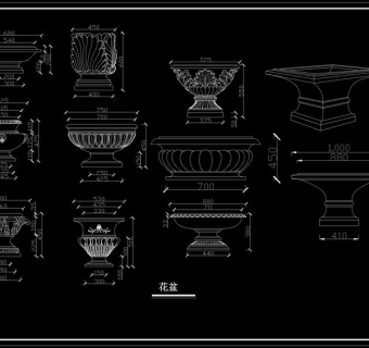 花盆造型CAD大样图立面图