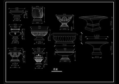 花盆造型CAD大样图立面图