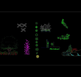 景观植物景观立面图库cad平面图块