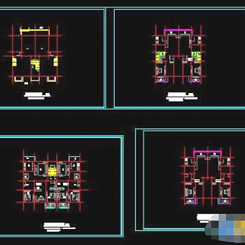 四套带底商的建筑cad户型图