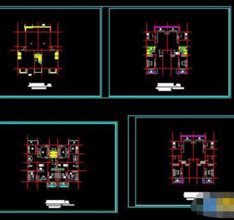 四套带底商的建筑cad户型图