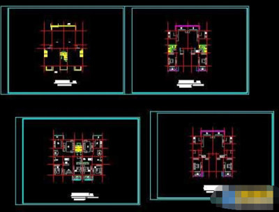 四套带底商的建筑cad户型图