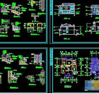 三整套实用别墅cad施工设计图