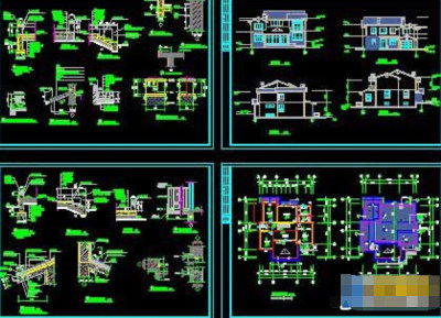 三整套实用别墅cad施工设计图