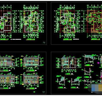现代两层独立豪华别墅cad施工图