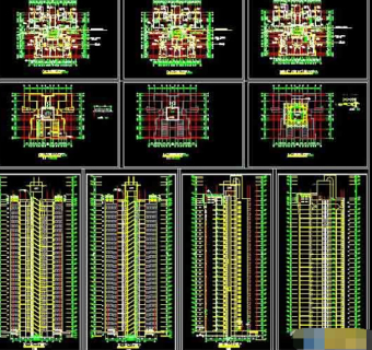 高层住宅建筑楼cad平立剖施工设计图