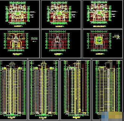 高层住宅建筑楼cad平立剖施工设计图