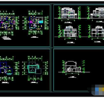 某二层带阁楼高档别墅cad设计施工图纸