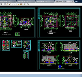 别墅建筑平面及外立面cad设计施工