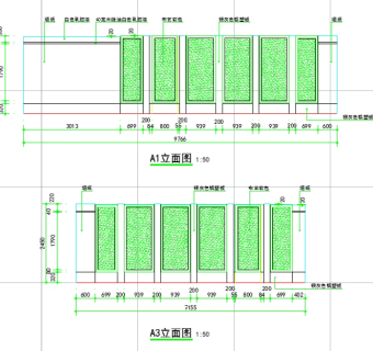 大型办公室室内cad施工设计图