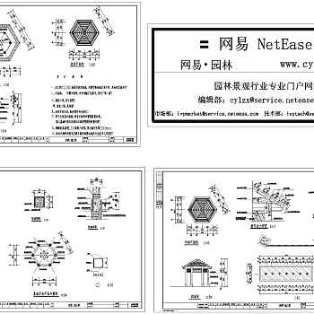 某公园园林景观木凉亭详细施工大样图3D模型