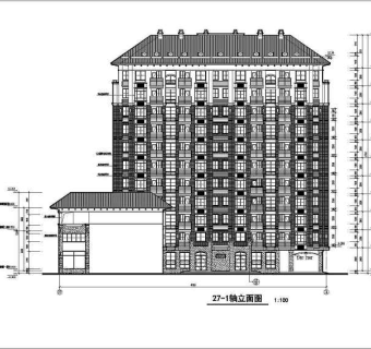 沿街小高层平立剖面建筑设计CAD施工图