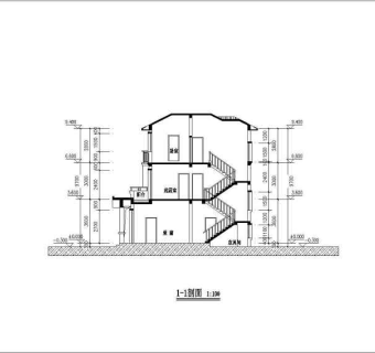 某小型农村三层别墅设计建筑cad图（含效果图）