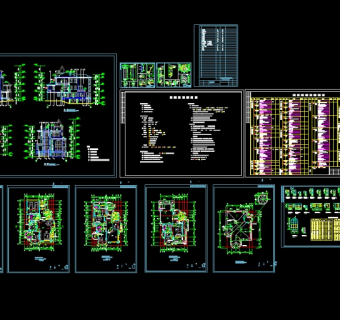 某新潮户型别墅设计cad全套建施图带效果图