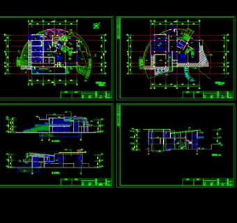 某地区四套现代风格别墅设计cad建施图带效果图