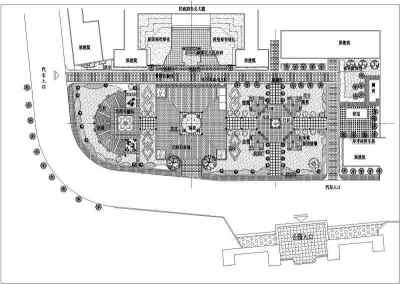 某地广场园林景观绿化施工图施工图纸3D模型