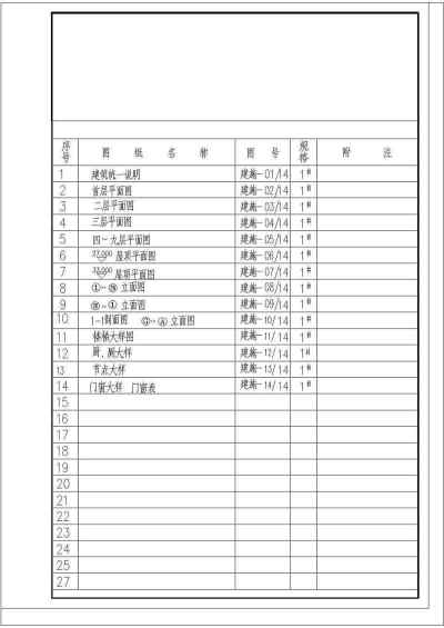 某九层框架结构住宅楼设计cad全套建施图