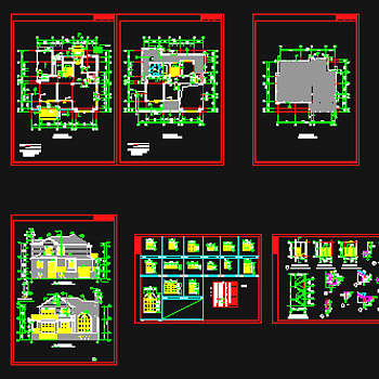 某两套别墅方案设计CAD详图带效果图